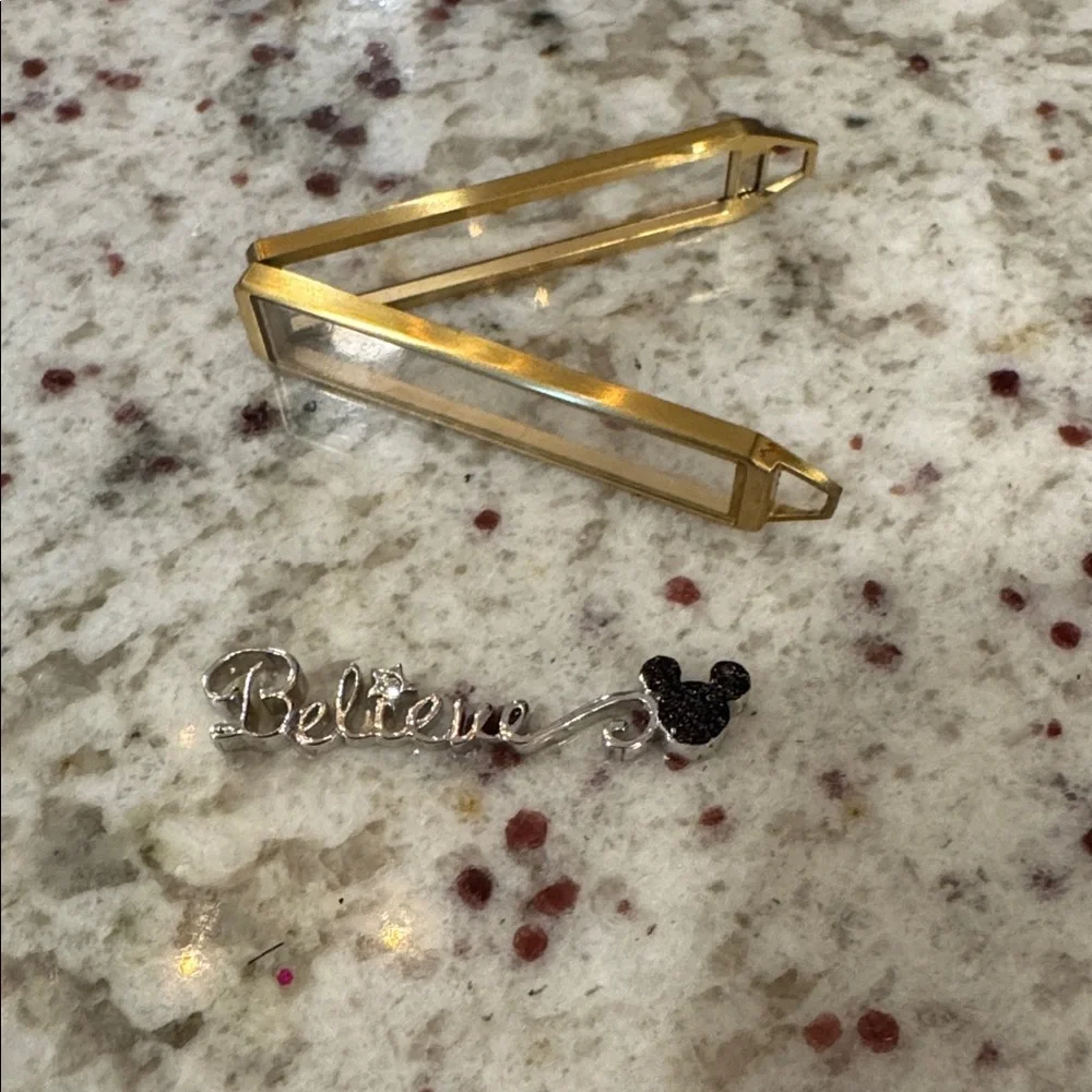Origami Owl Gold Bar Living Locket with “Believe" Mickey charm - Picture 2 of 2